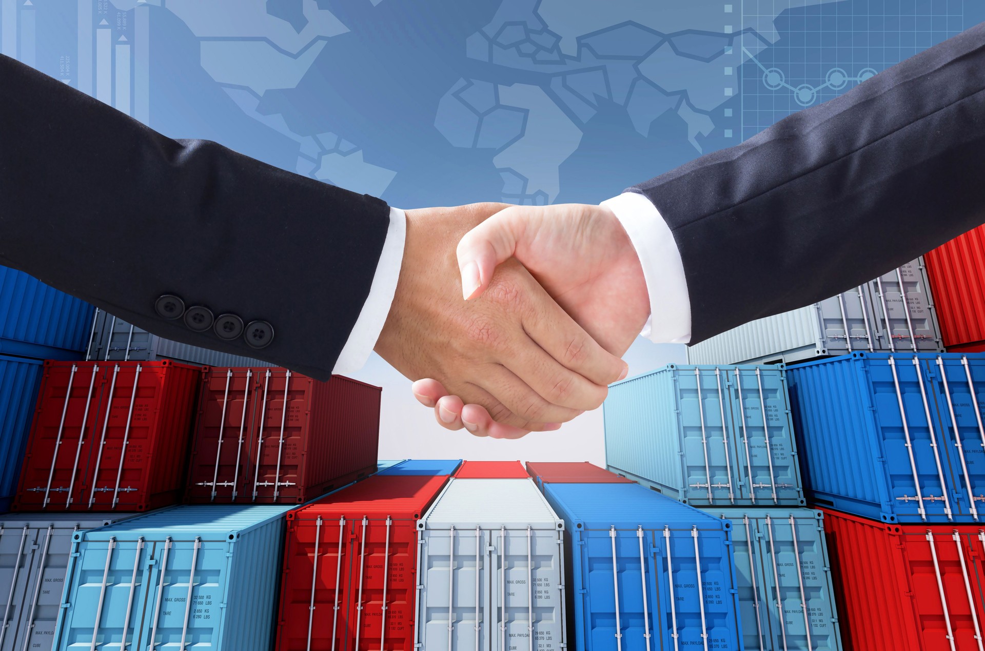 Carga de contenedores para importación de negocios de exportación y mano de cheque, renderizado 3D